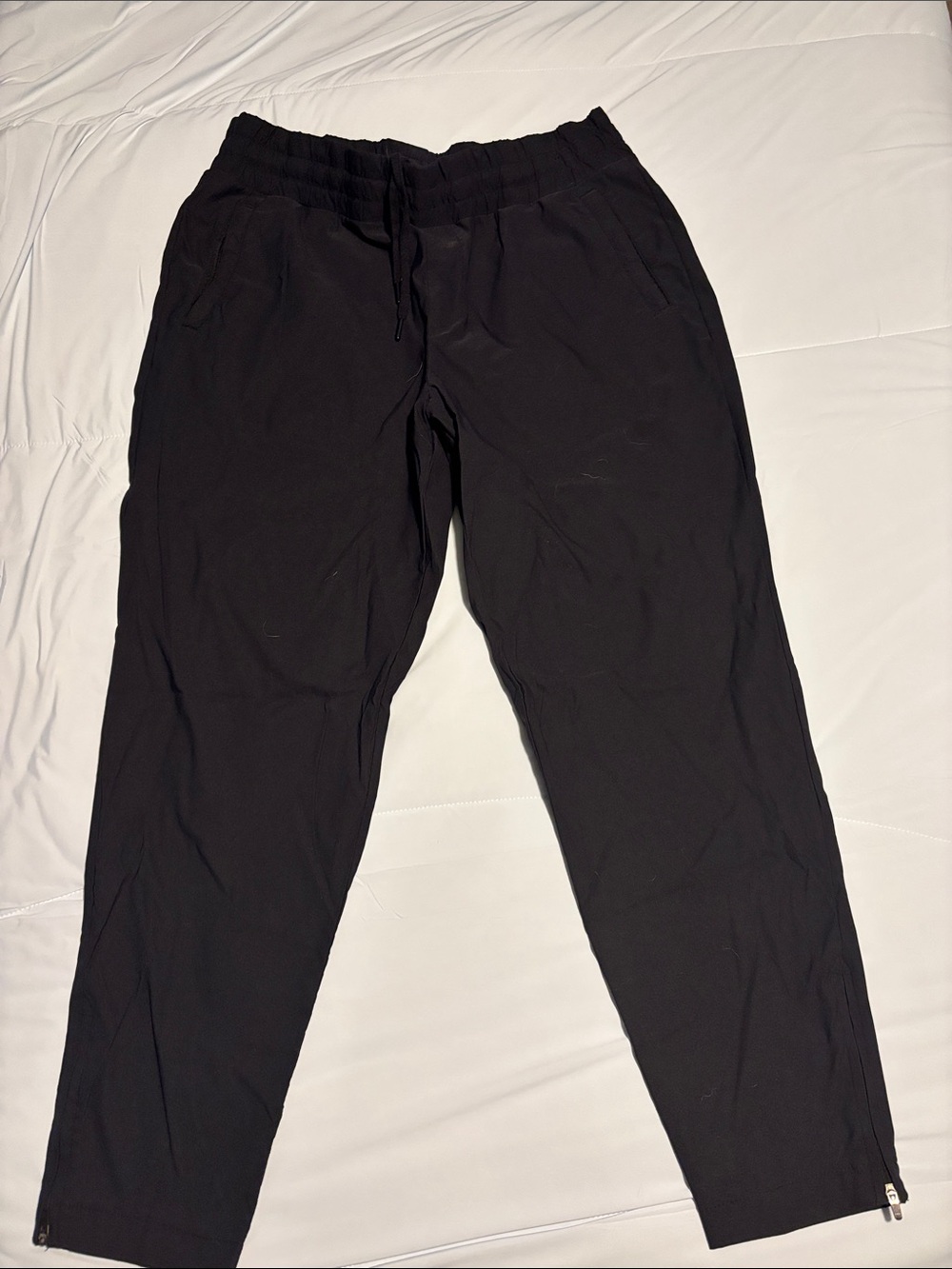 Women's Black Drawstring Track Pants — Slim Jogger Style
